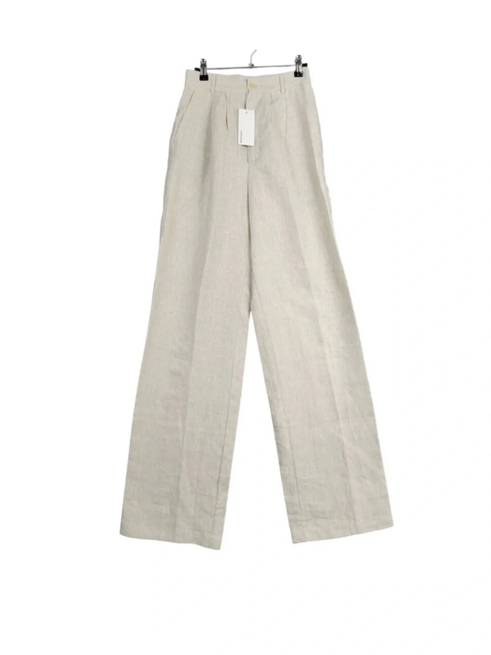 NWT REFORMATION Oatmeal Vesta Linen Pleated High Rise Pant Beachy Coastal SIZE 2